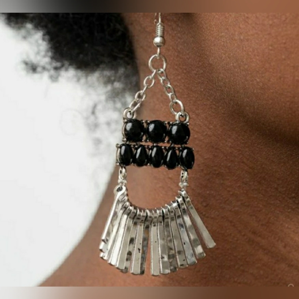 Elegant Black and Silver Dangle Earrings